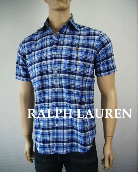 3311新品★ラルフローレン RALPH LAUREN★半袖チェックシャツ2601★紺系★S★MENS★|M.A.J.nahoku