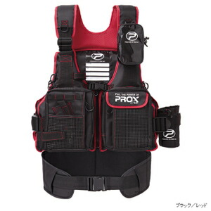 プロックス(PROX) フローティングゲームベスト(サポーター付) 大人用フリー ブラック&times;レッド PX399SPKR｜マキオズ店