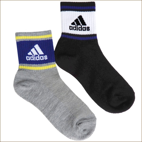 靴下男の子adidasアディダスショートクルー丈ソックス2足組21〜23cm23〜25cm黒×灰set1126set1127ネコポス便は送料無料♪キッズジュニア子供くつしたくつ下靴下ソックスショートクルーくるぶしスニーカーセット足
