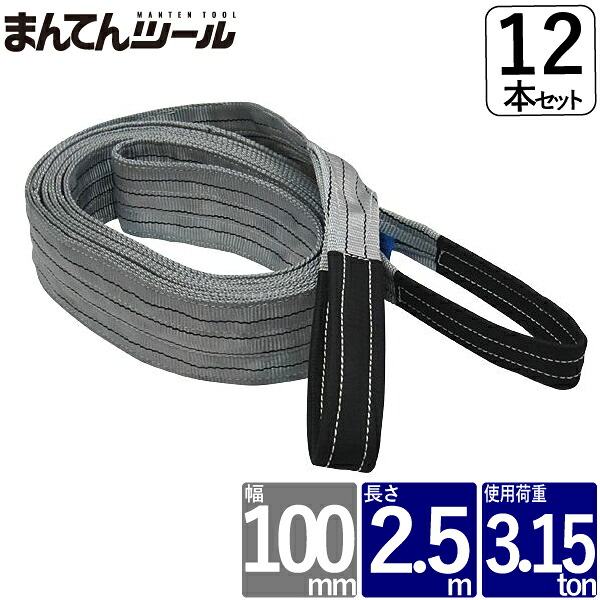 箱売12本 ベルトスリング 幅100mm 長さ2.5m FREAK ベルトスリング ナイロンスリング 17,721円