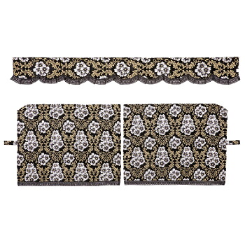 金華山3点式センターカーテン XXLサイズ 桜 ブラック 桜 金華山 難燃素材 3点式｜まんてんツール