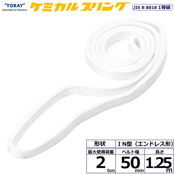 ケミカルスリング C1N エンドレス形 2ton 幅50mm 長さ1.25m シライスリングベルト ポリプロピレンスリング