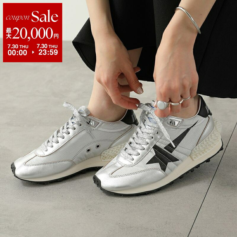 【最大2万円OFFクーポン対象・7/30限定】GOLDEN GOOSE ゴールデングース スニーカー RUNNING MARATHON マラソン GWF00684 F005667 レディース ローカット 5cm メタリック ロゴ シューズ 靴 SILVER-BLACK ｜インポートセレクトmusee