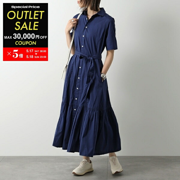 大人名品♡ラルフローレン♡ ベルト付きシンプルシャツワンピース 紺