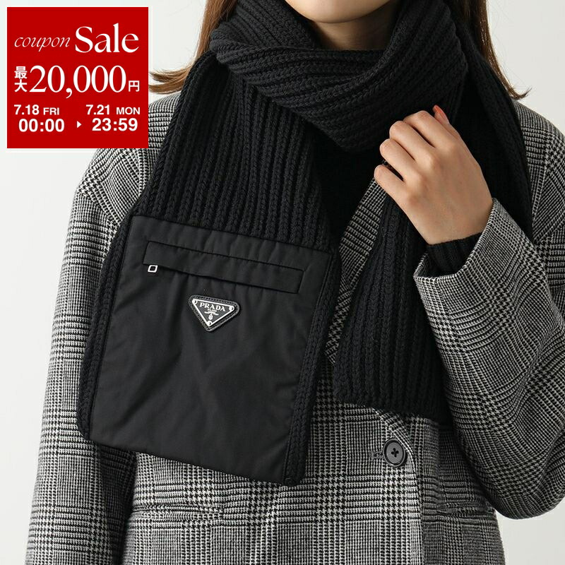 PRADA カシミアマフラー ブラック 未使用品 PRADA - PRADA プラダ トライアングルロゴ マフラー ブラック