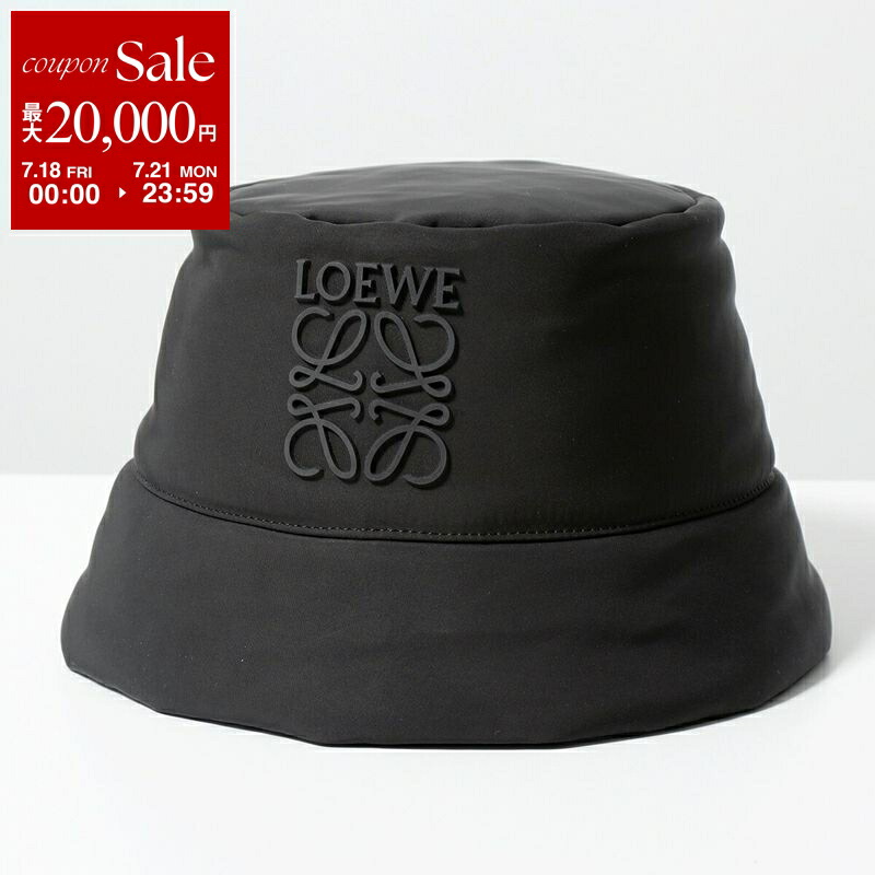 【LOEWE】１点入荷SALE! ロゴ付きバケットハット K820HB1X20 HAT ロエベ レザーロゴパッチ フレイド バケットハット K820HB1X20