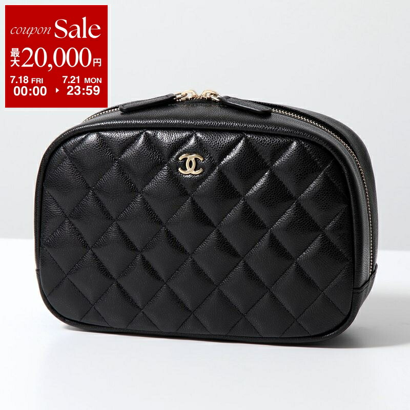25B CHANEL 大人気★限定スターロゴ ポーチ キャビア 大人気✨シャネル ポーチ キャビアスキン ココマーク ゴールド
