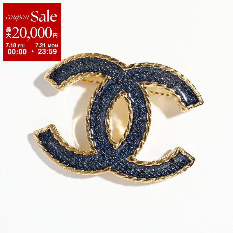 【ゴールドにブラックの皮のリボンが個性的♪】CHANEL ブローチ CHANEL 【純正ラッピング済】 シャネル ココマーク ブローチ CC