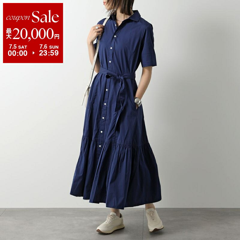 Max Mara Studio ALTERED Blue Cotton 3/4 Sleeve Shirt Dress