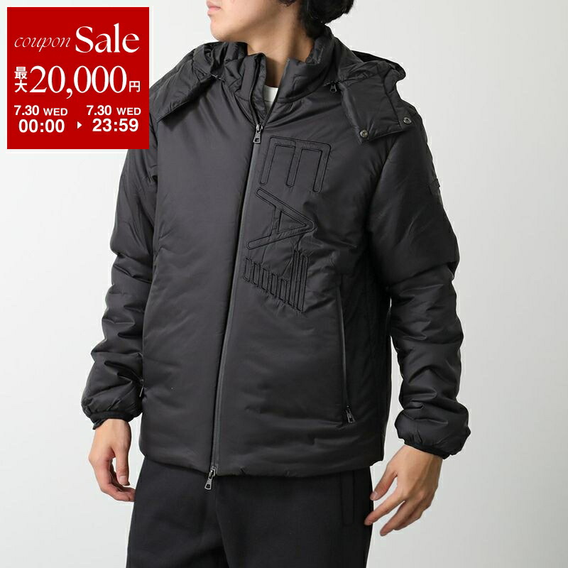 新品　エンポリオアルマーニ　ブラックナイロントラックジャケット EMPORIO ARMANI (エンポリオアルマーニ) フード着脱可能