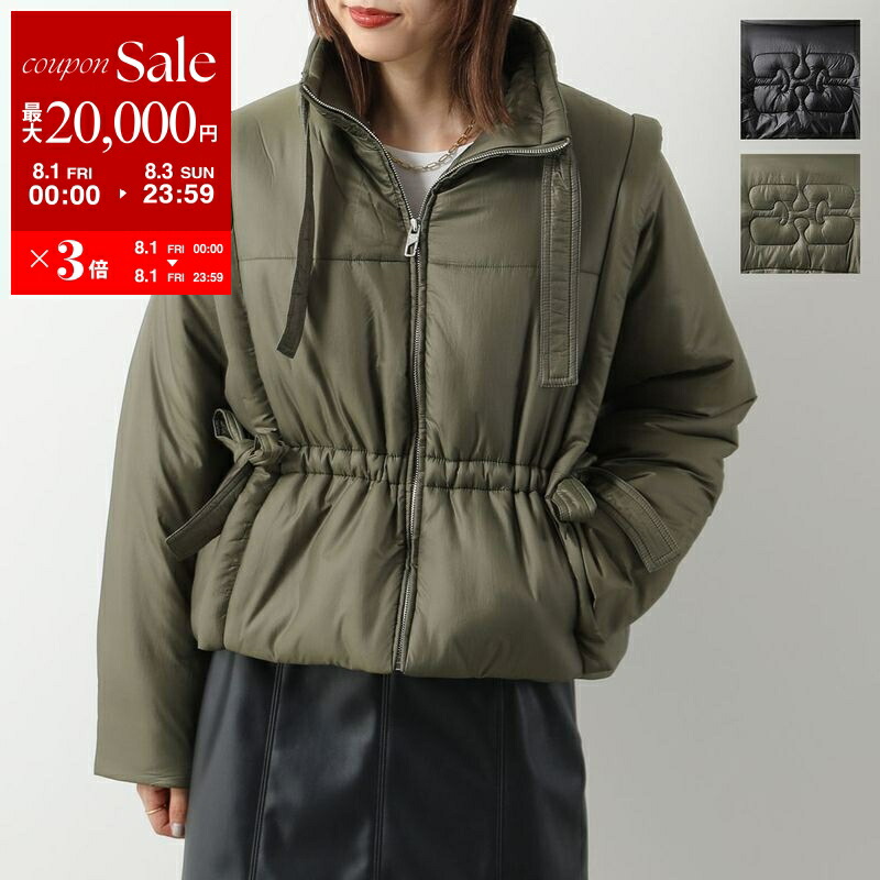 GANNI ラムレザージャケット Liquid Leather™ Drawstring Waist Utility Jacket - Black