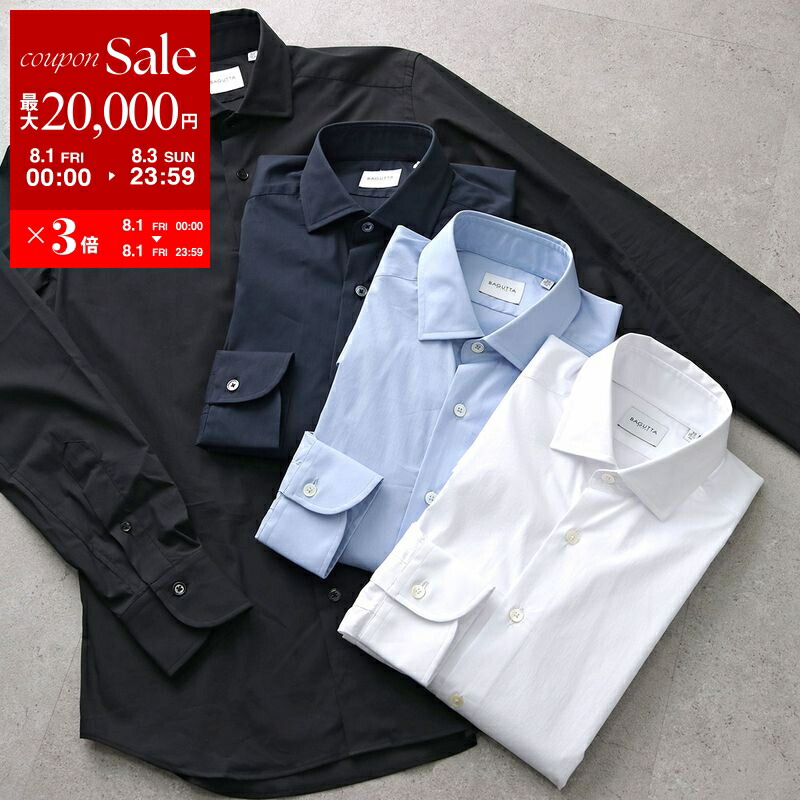 Bagutta ブラック ドレスシャツ L　バグッタ SALE】BAGUTTA（バグッタ）ウォッシュドリネンS/Sオープンカラー