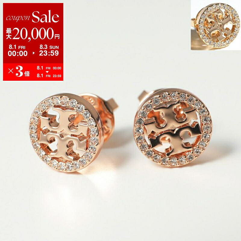 TORY BURCH ロゴ エレノア クリスタルパヴェ スタッド ピアス ミラーパヴェ スタッズピアス: レディース イヤリング＆ピアス