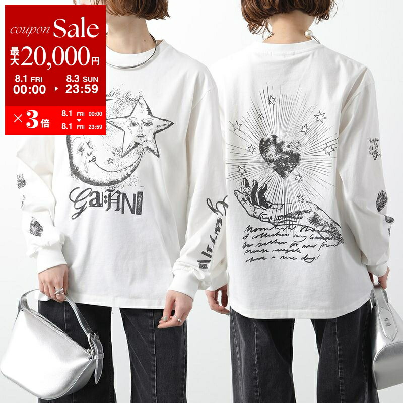 GANNI ガニー 半袖 Tシャツ Heavy Cotton Heart Small T-Shirt T4150 T4178 レディース ロゴT ハート カットソー コットン クルーネック カラー2色 GANNI ガニー 半袖 Tシャツ Heavy Cotton Heart Small T-Shirt