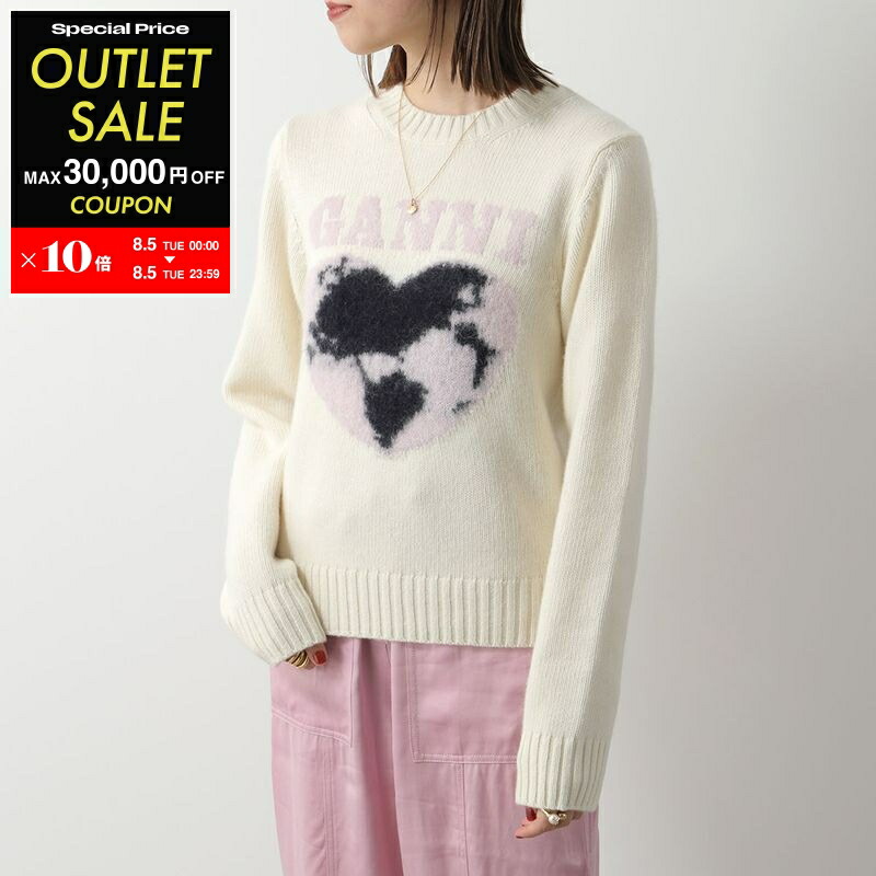 GANNI ガニー 半袖 ニット Thin Cotton Lace Short Sleeve Polo K2200 2665 レディース V ネック ポロカラー レース 135/Egret GANNI ガニー 半袖 ニット Thin Cotton Lace Short Sleeve Polo