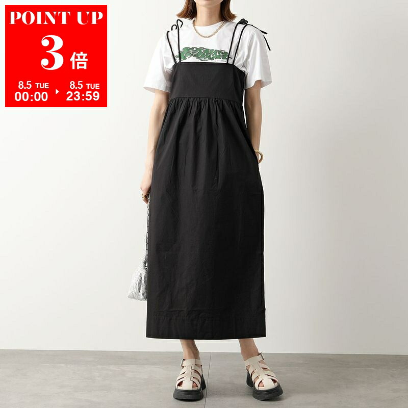【新品】GANNI ガニー　ブラック ミニワンピース Ganni(ガニー)ドレス ミニ ワンピース ブラック 黒 (Ganni