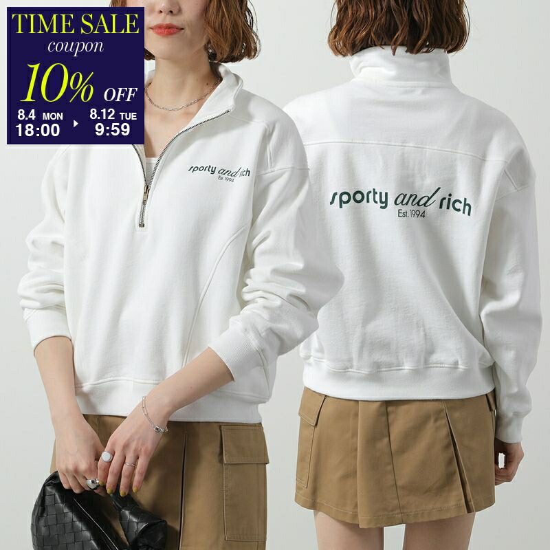 SPORTY＆RICH スポーティアンドリッチ Tシャツ TS875 レディース 半袖 カットソー コットン クルーネック ロゴ AQ SPORTY&RICH SPORTY＆RICH スポーティアンドリッチ Tシャツ