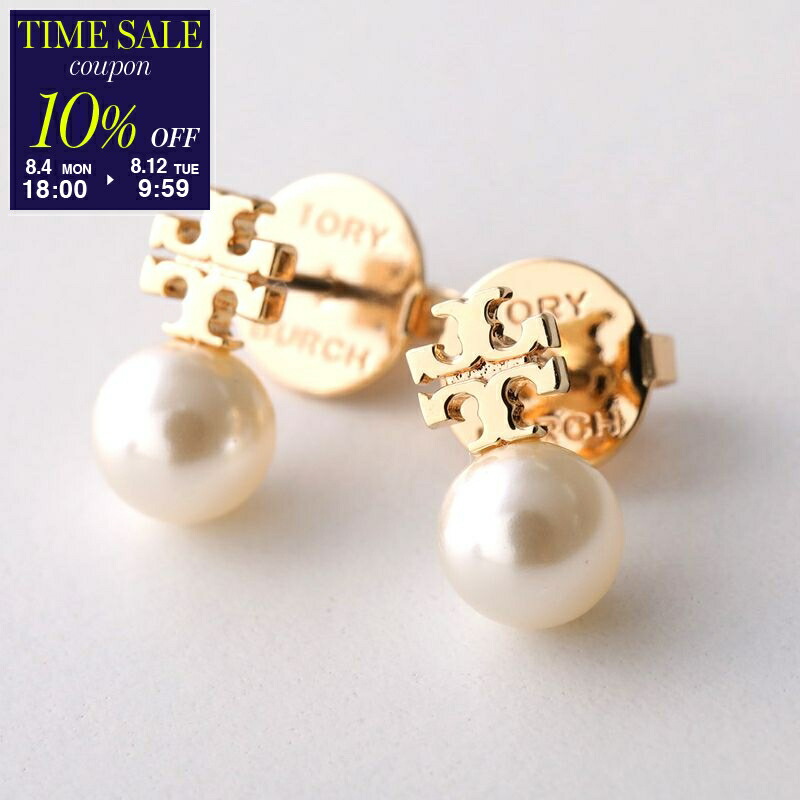 未使用.TORYBURCH/トリバーチ、フープピアス、パール.ゴールド トリーバーチ ゴールド リング ロゴ パール ピアス フープピアス
