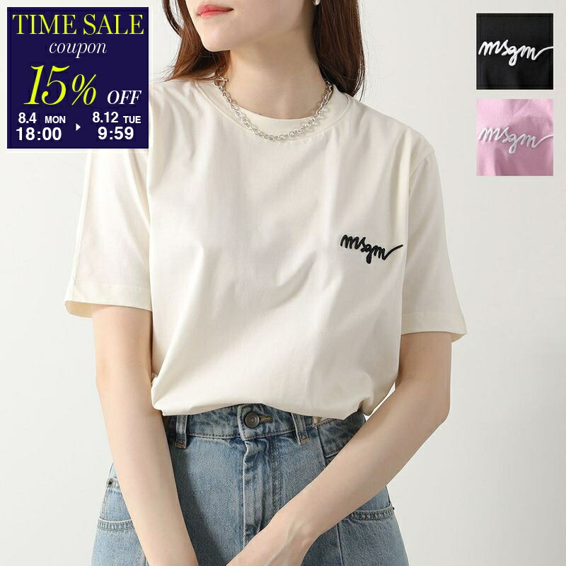 【正規品】MSGM エムエスジーエム メタリックロゴ刺繍 Tシャツ S MSGM - エムエスジイエム 2543MDM67 ロゴ刺繍Tシャツ レディース