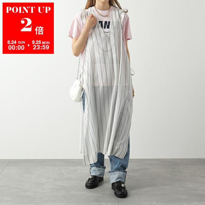 GANNI メッシュトップ GANNI ガニー シアー トップス Printed Mesh Long Sleeve