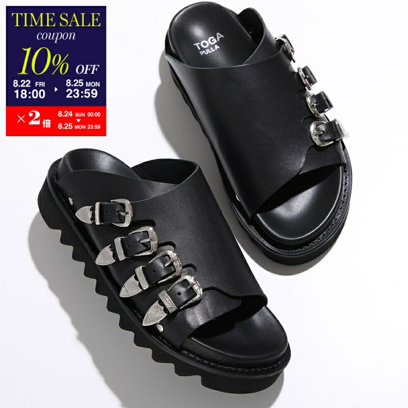 TOGA PULLA トーガ バックル装飾レザーサンダルシューズ シャークソール トーガ プルラ TOGA PULLA TOGA PULLA サボ サンダル Eyelet