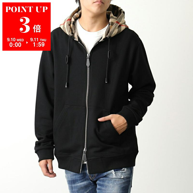 Burberry パーカーブラック バーバリー パーカー スウェットシャツ[品番：AXEB0025393