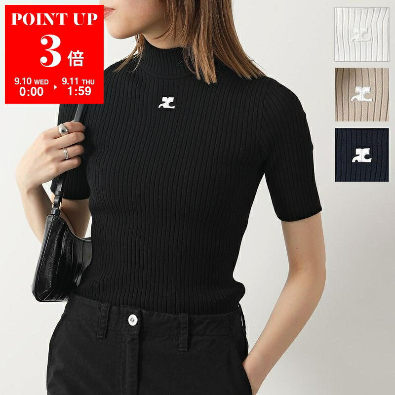 Courreges クレージュ ショート スリーブ ニット フランス製 COURREGES クレージュ Reedition ニットトップ ショートスリーブ