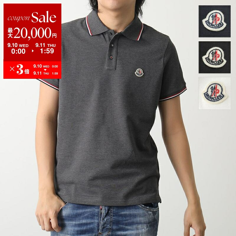 ♯132 MONCLER モンクレール ポロシャツ ゴルフウェアストレッチカノコ MONCLER モンクレール メンズ ラバーワッペン+ラインデザイン