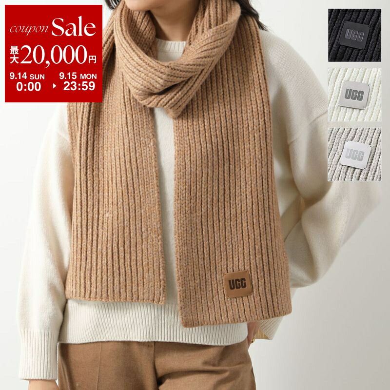 UGG 新品　黒　フリンジマフラー UGG アグ ニットマフラー U CHUNKY RIB KNIT SCARF チャンキー
