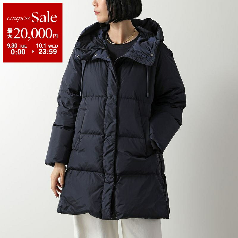 極美品 マックスマーラ タイムレス ダウンジャケット フード ベルト 42 紺 関税負担なし☆Max Mara マックスマーラ SEIA ダウンジャケット