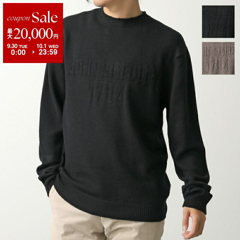 ジョンスメドレー　クルーネックニット　ウール/コットン　ブラック M JOHN SMEDLEY(ジョンスメドレー)LARKIN ウール×コットン クルー
