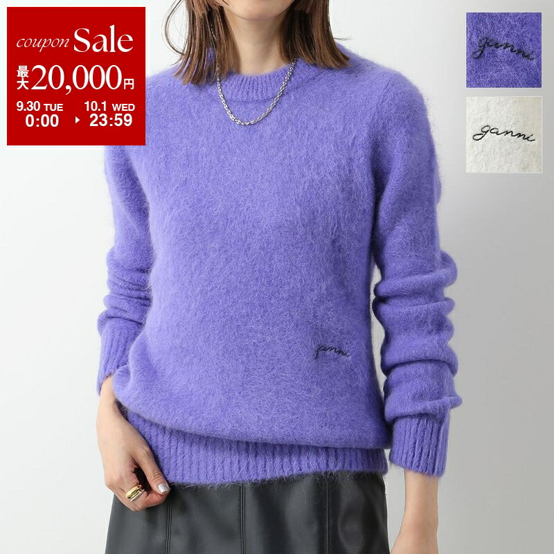 送料無料 美品 GANNI ガニー ミドル ゲージ ニット プルオーバー 黒 GANNI ガニー ニット Mohair O-neck Pullover K1918 2597