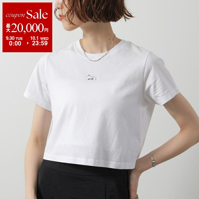 メゾンキツネ　Tシャツ レディース Maison Kitsune (メゾン キツネ) キツネ刺繍 クルーネック 半袖