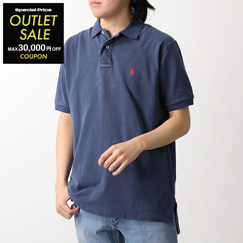 MONCLER モンクレール 襟リブラインニット ネイビー ポロシャツ 鹿の子 MONCLER モンクレール 襟リブラインニット ネイビー ポロシャツ