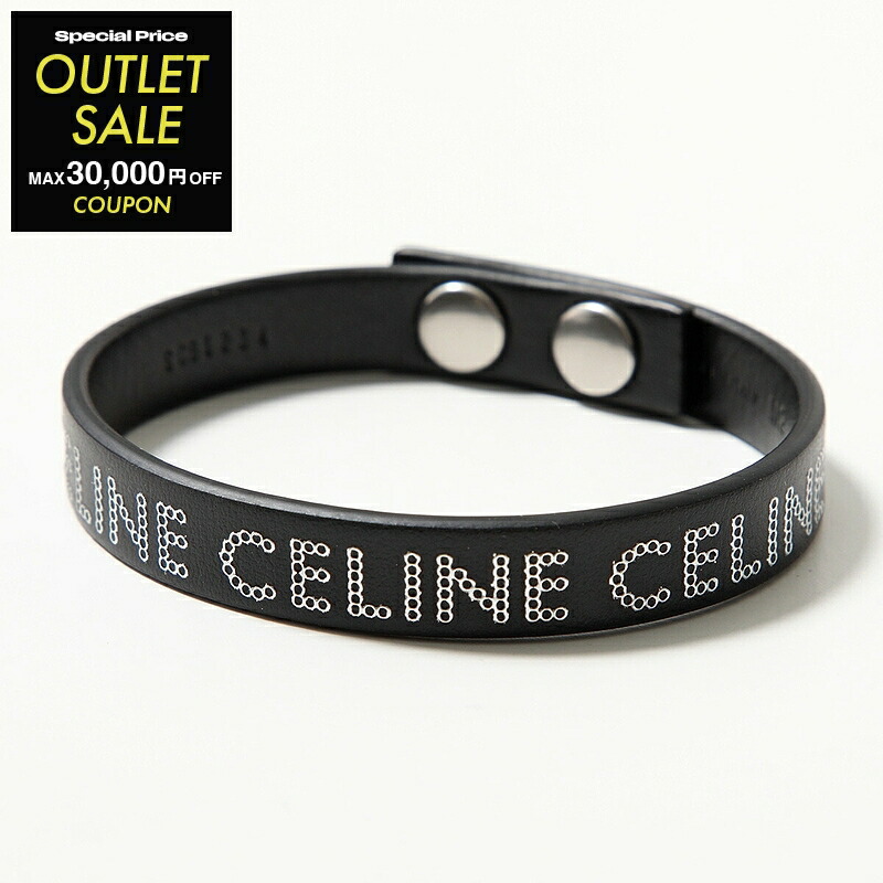 ミドサムローセリーヌ　CELINE チャームブレスレット　ブラック革レザー CELINE セリーヌ ブレスレット 460SB3SMO.38NS メンズ