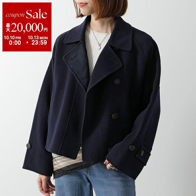【希少カラー】S MAX MARA ショートコート　ダブルフェイス　ブルー　M オルネッラ] ピュア ウール ショート コート, dark grey