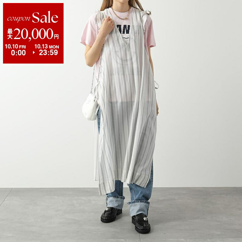 新品【GANNI ガニー】シフォン　リボンタイ　ワンピース　フリル　フレア　花 新品【GANNI ガニー】シフォンリボンタイワンピースフリルフレア花