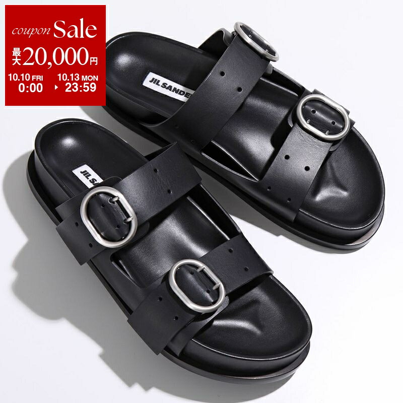 JIL SANDER ブラック クロスデザイン サンダル JIL SANDER ジルサンダー プラットフォームサンダル JP38510A
