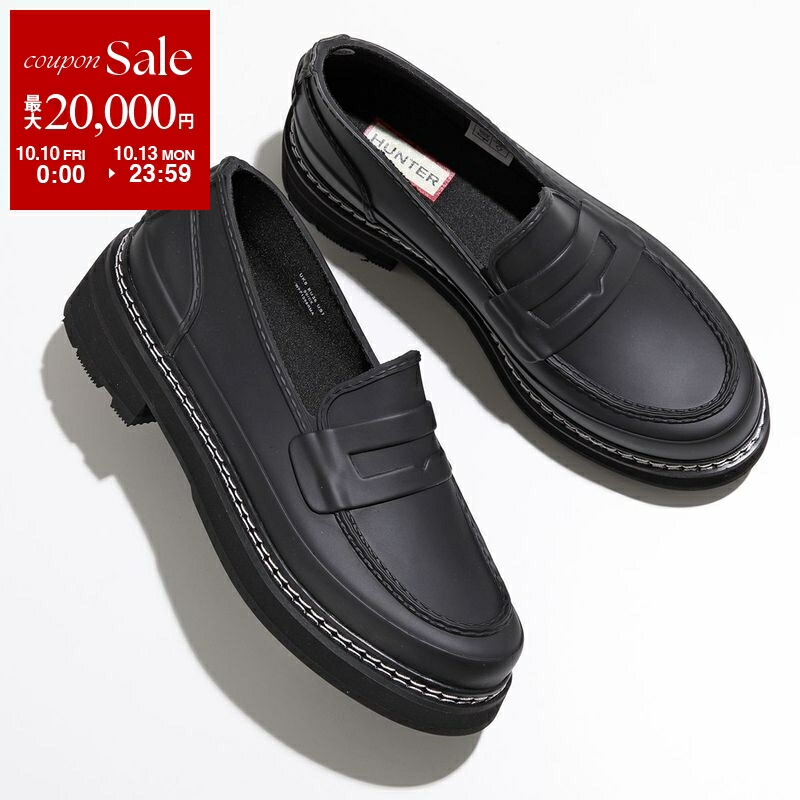 美品　ハンター　ボウ　25cm　ローファー　レインシューズ　リボン レディース】リファインドボウグロスペニーローファー （レイン