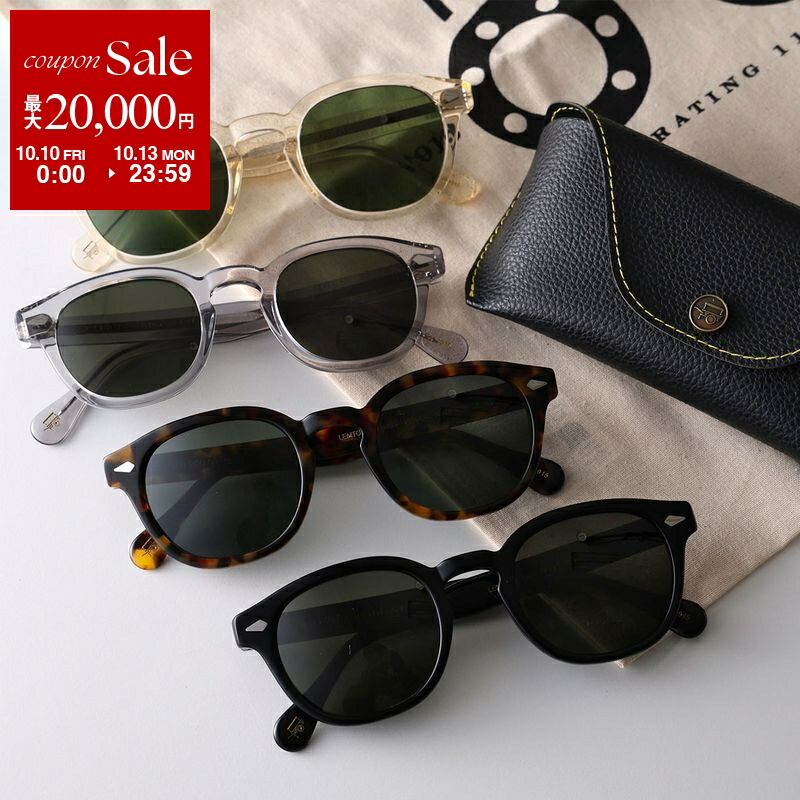 MOSCOT クリア/ブラウンラウンドサングラス ケース付き LEMTOSHMONOCHROMEブラウン | 色付きGlasses| MOSCOT