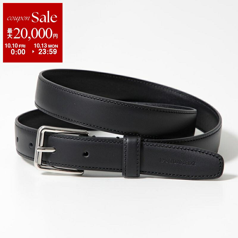 ディースクエアード　メンズ　ベルト　ブラック DSQUARED2 ディースクエアード ベルト Icon Plaque Leather Belt