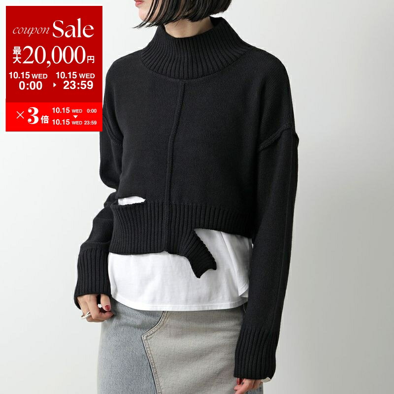 美品 メゾンマルジェラ 変形ネック リブニットタンクトップ　black XS 美品 メゾンマルジェラ 変形ネック リブニットタンクトップ