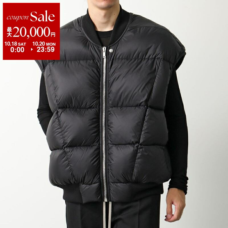 リックオーエンス　フード付きオリーブグリーンレザーダウンベスト　46 リックオーエンス フード付きオリーブグリーンレザーダウン