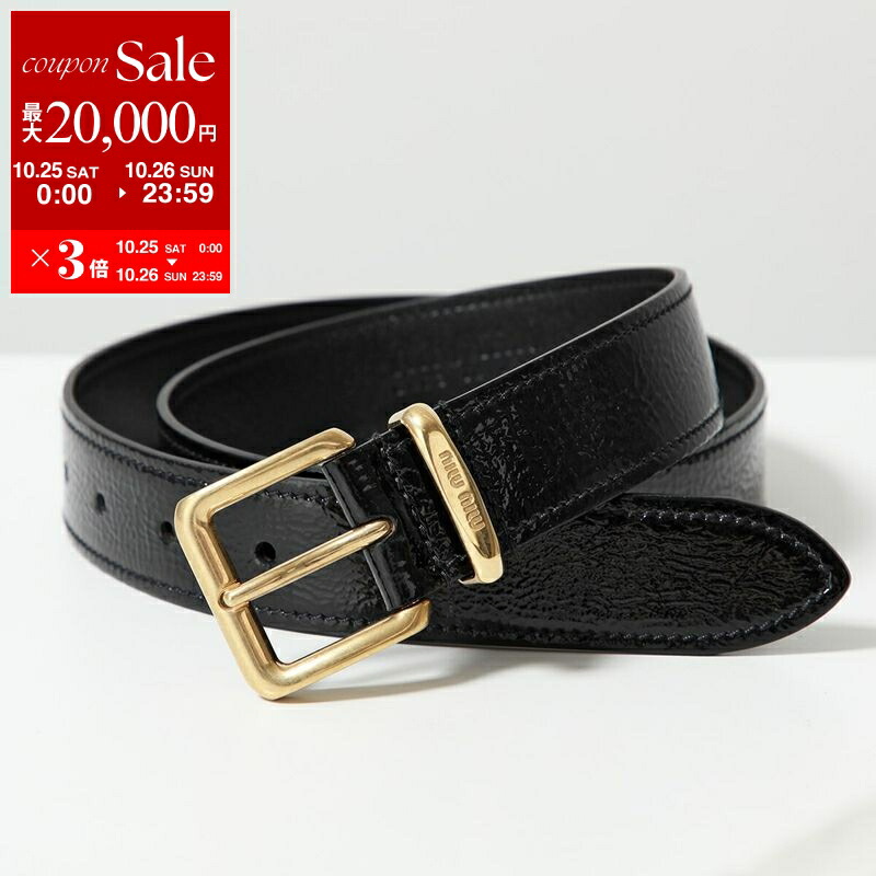 美品miumiu ミュウミュウ　ブラックレザーベルト ゴールドバックル 楽天市場】MIUMIU ミュウミュウ ベルト 5CC545 EFX レディース