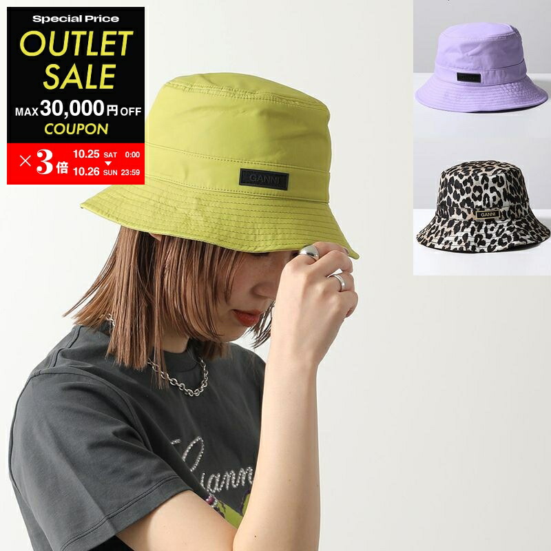 GANNI ボアバケットハット ブラック ガニー ガニー GANNI GANNI バケットハット Bucket Hat ロゴ 帽子