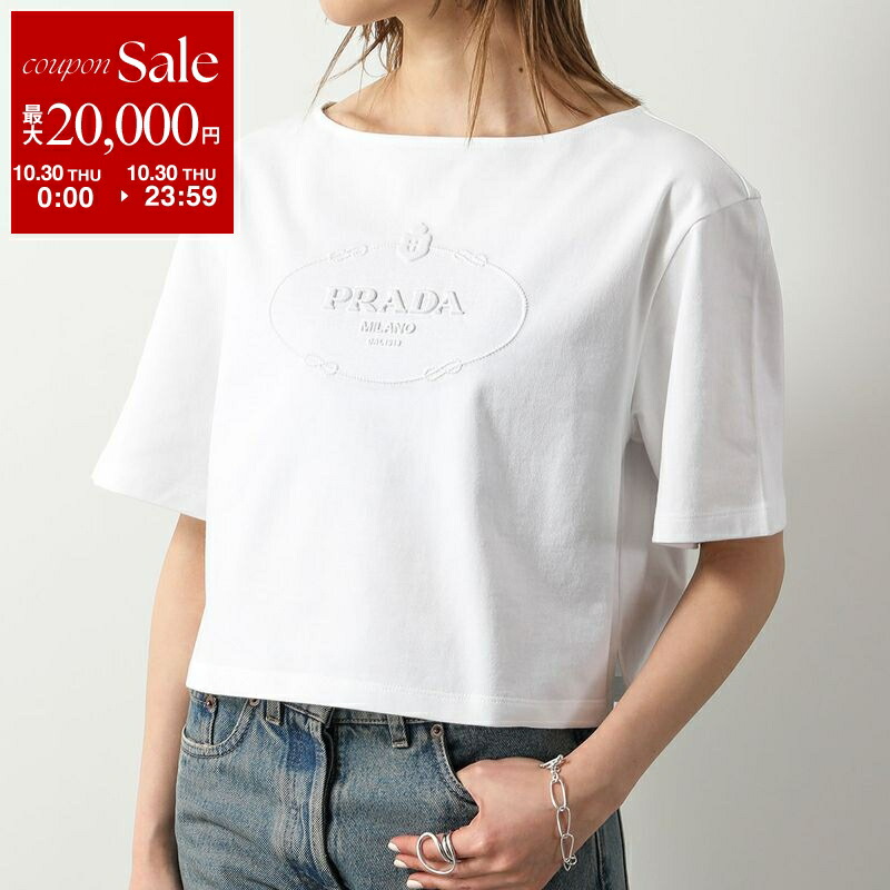 PRADA Tシャツ レディース 国内発送☆PRADA】刺繍入り インターロック Tシャツ (PRADA/T