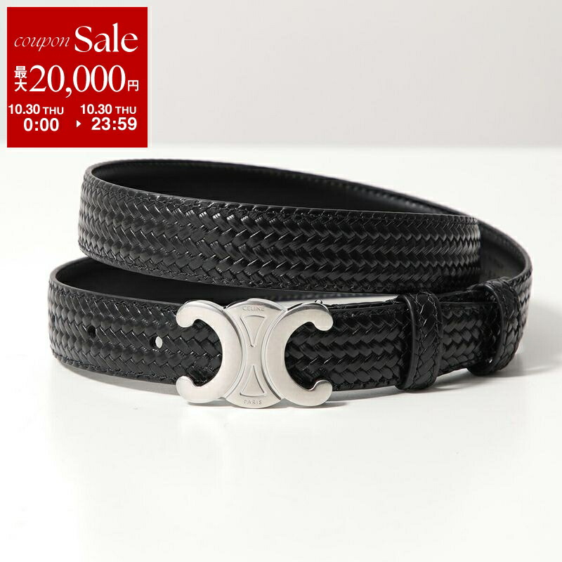 A*e様 CELINE ブラック レザーベルト ロゴバックル セリーヌ CELINE CELINE ベルト 45AKA3A01.38SI TRIOMPHE BELT