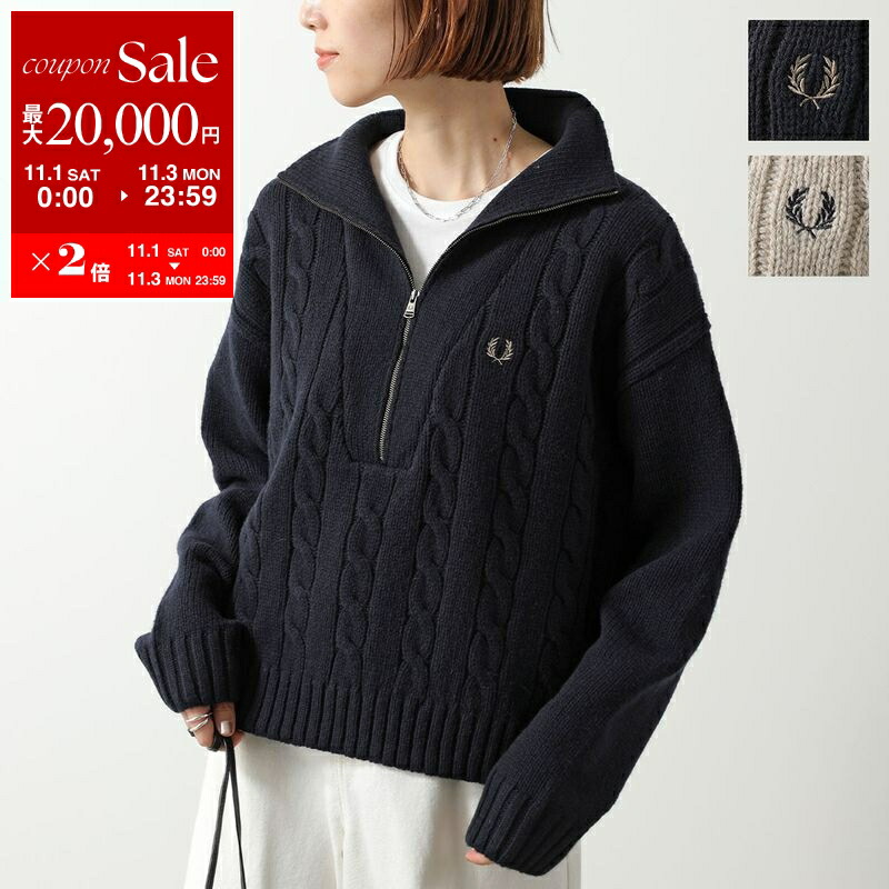 【美品】フレッドペリー ダブルフェイス ウールジップアップブルゾン グレー L FRED PERRY(フレッドペリー) ハーフジップスウェットFZ1773
