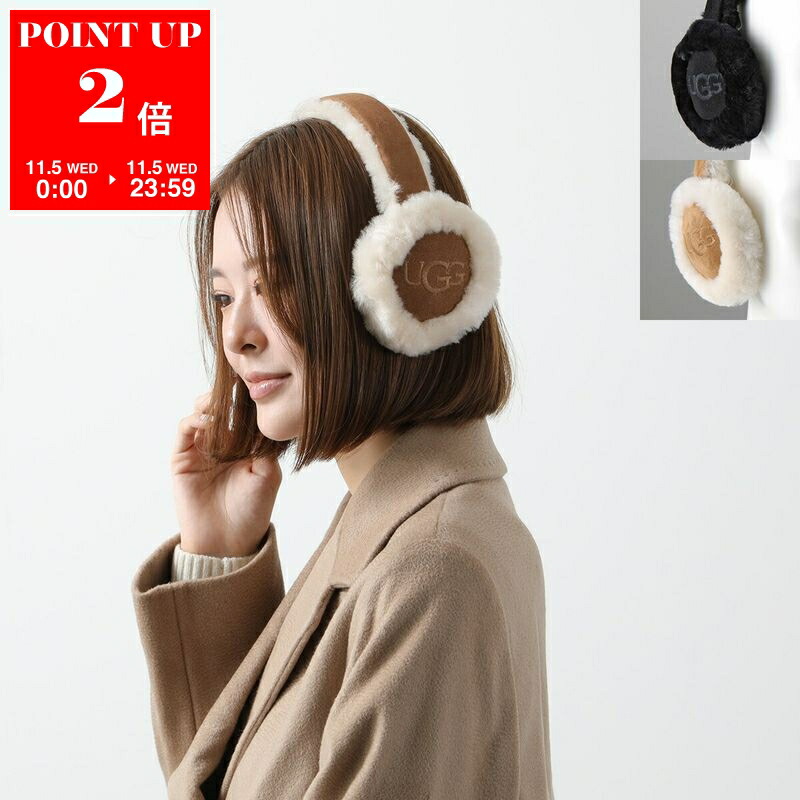 【新品・未使用】UGG イヤーマフ ブラック タグ付き UGG 並行輸入品 アグ W SHEEPSKIN EMBROIDERY EARMUFF