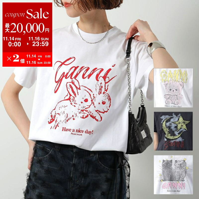 楽天市場】GANNI ガニー 半袖 Tシャツ T-shirts Bunny T2778 3487